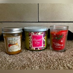 3 Seasonal Bath and Body Works Candles